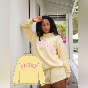 NWT Parke Heritage Summerland Varsity Mockneck Sweater /Sweatshirt Yellow Size L